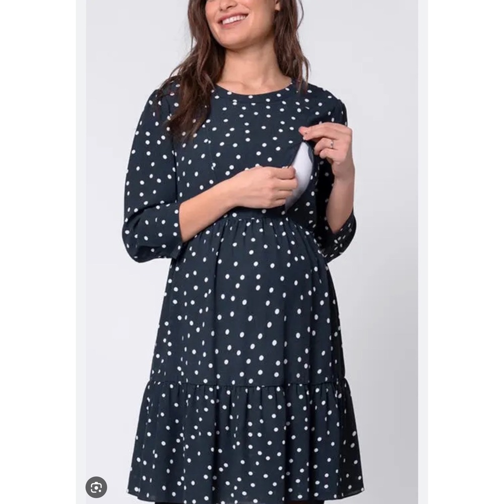Seraphine Green Polka Dot Maternity Nursing Dress Preppy Office Womens 4